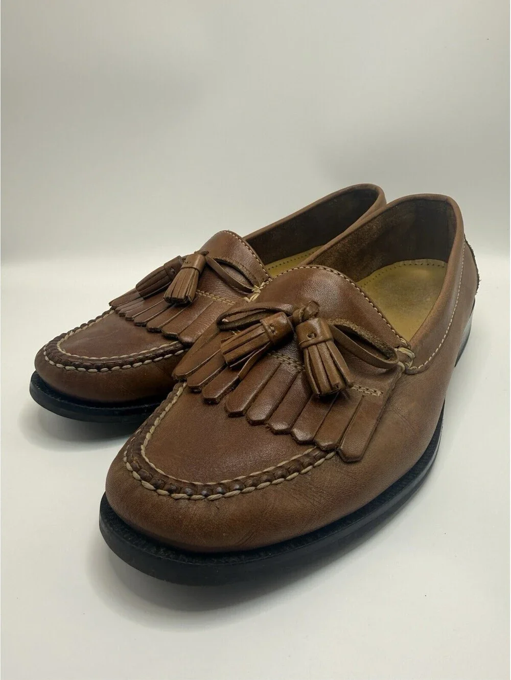 Cole Haan Size 11 Tassled Kiltie Loafers Brown Leather Classic Comfort Shoes